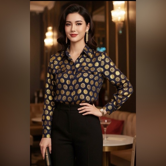 Marc By Marc Jacobs Tops - MARC BY MARC JACOBS | Silk & Metallic Polka Dot Blouse